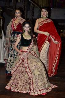 Models showcase the designs at the Store Launch of Shyamal Bhumika