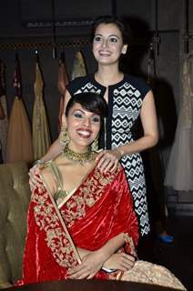Dia Mirza with a model at the Store Launch of Shyamal Bhumika