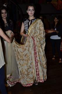 Dia Mirza wearing a designer saree at the Store Launch of Shyamal Bhumika