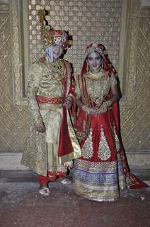 Kunwar Pratap and Ajabde pose for the camera at their Royal Rajputana Wedding