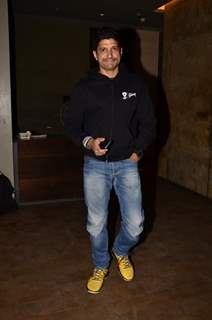 Farhan Akhtar poses for the media at the Special Screening of Khoobsurat