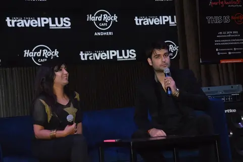 Vivian Dsena interacting with the audience at the Travel Magazine Cover Launch