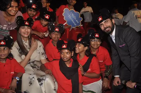 Sonam Kapoor and Fawad Khan pose with young fans at the Special Screening of Khoobsurat