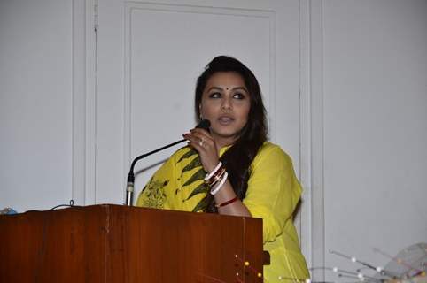 Rani Mukherjee addressin the audience at Make way for Ambulance Event