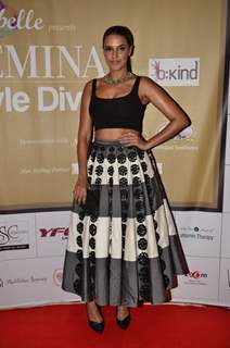 Neha Dhupia poses for the media at the Femina Style Diva 2014 Finals