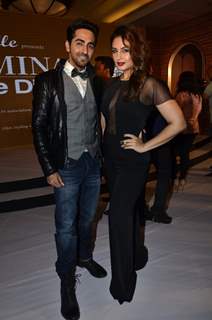 Ayushmann Khurrana poses with Huma Qureshi at the Femina Style Diva 2014 Finals