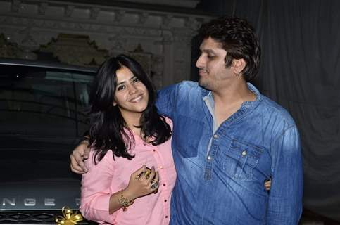 Ekta Kapoor and Mohit Suri pose for the media