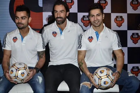 Varun Dhawan and Virat Kohli snapped at FC Goa Official Jersey Launch