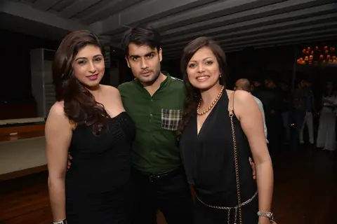Drashti Dhami poses with Vivian Dsena and Vahbbiz Dorabjee Dsena at Munisha Khatwani's Birthday Bash