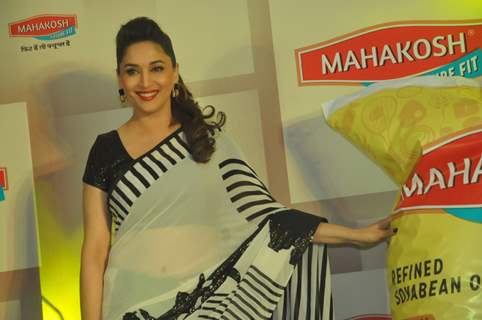 Madhuri Dixit  poses for the media at the Launch of Mahakosh Edible Oils