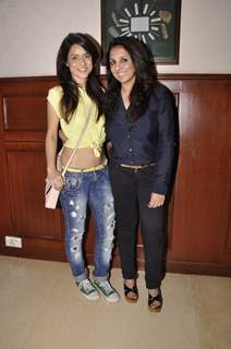 Munisha Khatwani poses with Simple Kaul at Amy Billimoria's fittings event