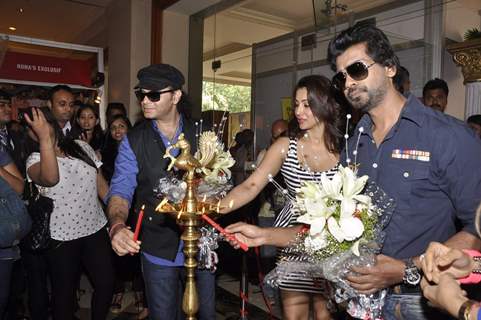 Mohit Chauhan and Nikhil Dwivedi light the lamp at the Launch of Times Glitter