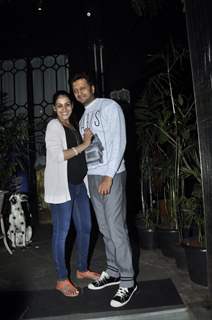 Genelia poses with a cute smile along with Riteish Deshmukh at Nido