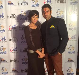 Sandip Soparrkar and Jesse Randhawa pose for the media