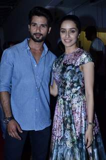 Shahid Kapoor and Shraddha Kapoor pose for the media at the Special Screening of Haider