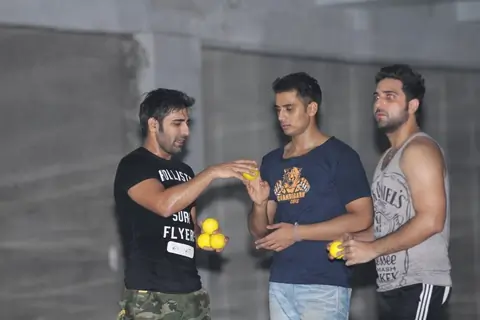 TV Celebs practice for a forthcoming Box Cricket League