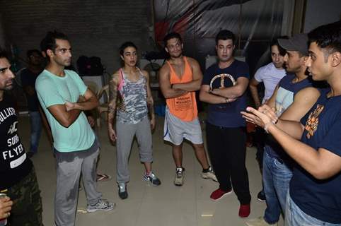 TV Celebs practice for a forthcoming Box Cricket League