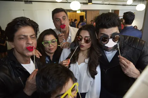 Happy New Year Cast makes funky pose for the camera at the Google Headquarters