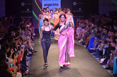 Guthi walks the ramp for Mandira Bedi at the Myntra Fashion Week Day 3