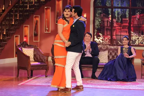 Upasana Singh performs with Sharman Joshi on Comedy Nights with Kapil