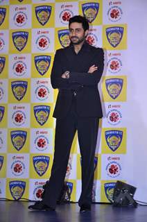 Abhishek Bachchan poses for the media at the ISL Chennai FC team launch