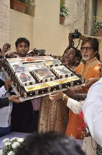 Amitabh Bachchan poses with his Birthday cake on his birthday