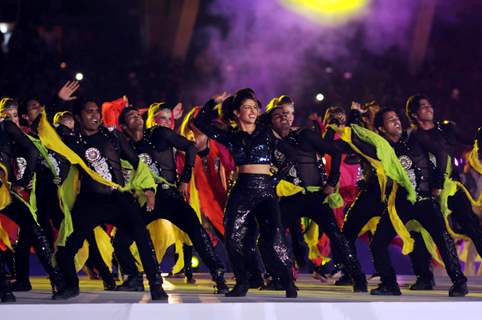 Priyanka Chopra performs at the Opening Ceremony of the Indian Super League