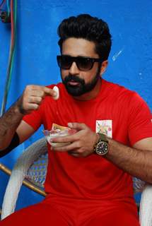 Avinash Sachdev takes a break at the Shoot for the New Season of Box Cricket League