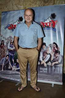 Anupam Kher poses for the media at the Special Screening of Ekkes Toppon Ki Salaami