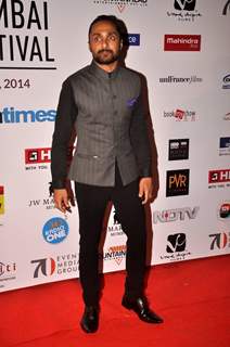 Rahul Bose poses for the media at the 16th MAMI Film Festival