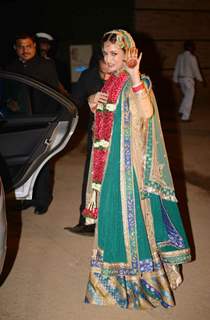 Dia Mirza waves to the camera at her Wedding Ceremony