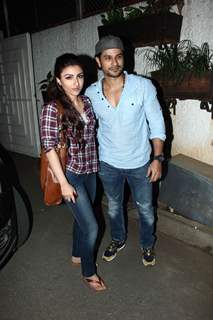 Kunal Khemu and Soha Ali Khan pose for the media at the Special Screening of Ben Affleck's Gone Girl