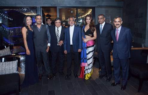 Ileana D'Cruz poses with guests at Satya Paul Show in Dubai