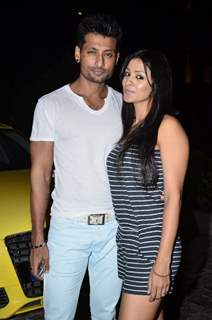 Indraneil Sengupta poses with wife Barkha Bisht Sengupta at SBS Party