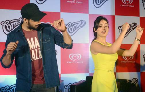 Sidharth Malhotra and Yami Gautam at the Kwality Wall's Cornetto Product Promotions