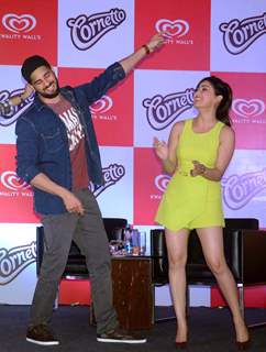 Sidharth Malhotra and Yami Gautam at the Kwality Wall's Cornetto Product Promotions