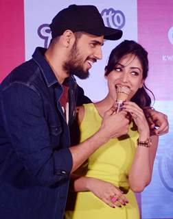 Sidharth Malhotra and Yami Gautam at Kwality Wall's Cornetto Product Promotions