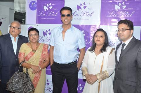 Akshay Kumar poses with guests at Dr. Trasi's La Piel Clinic