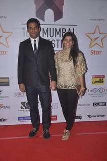 Vikramaditya Motwane poses with wife at the Closing Ceremony of 16th MAMI Film Festival