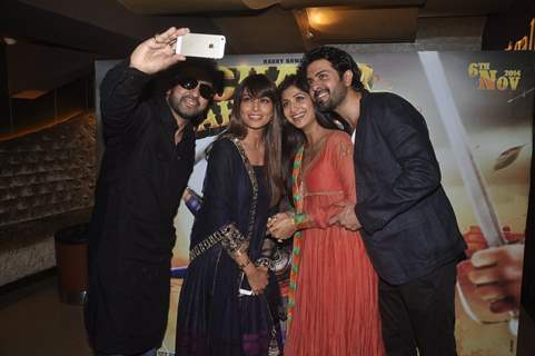 Raj Kundra clicks a selfie with friends at the Trailer Launch of Chaar Sahibzaade