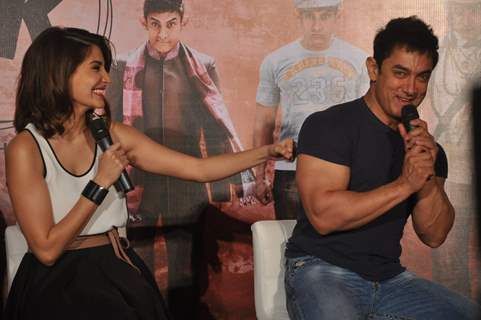 Anushka Sharma and Aamir Khan have a great time at the Teaser Trailer Launch of P.K.