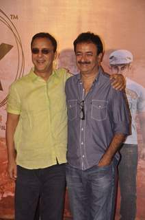 Rajkumar Hirani poses with Vidhu Vinod Chopra at the Teaser Trailer Launch of P.K.