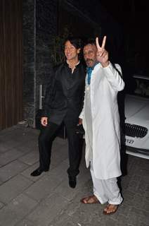 Tiger Shroff and Jackie Shroff pose for the media at Aamir Khan's Diwali Bash