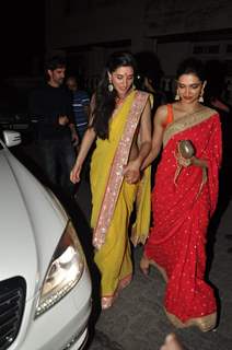 Deepika Padukone and Nargis Fakhri were snapped at Aamir Khan's Diwali Bash