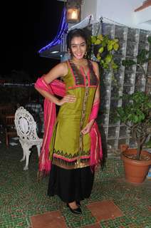 Sana Khan poses for the media at Diwali Celebration of BCL Team 'Rowdy Bangalore'