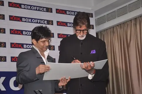 Amitabh Bachchan signs his autograph at the Launch of KKR's Box Office Website
