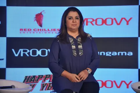 Farah Khan poses for the media at Happy New Year Game Launch