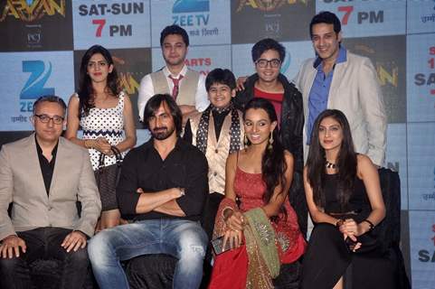 Team poses for the media at the Launch of Mahrakshak Aryan