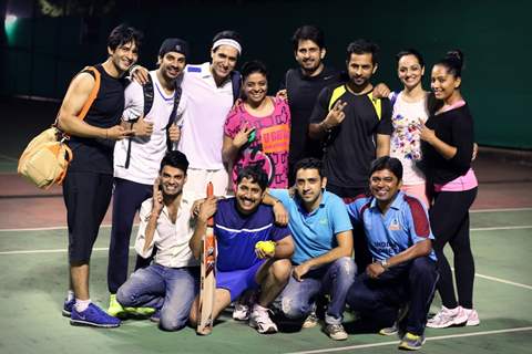 Team Kolkatta Babu Moshayes pose for the media during the practice session for Box Cricket League