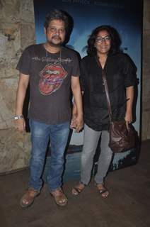 Amol Gupte poses with wife Deepa Bhatia at the Screening of Gone Girl